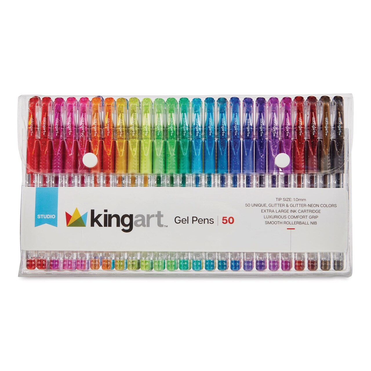 Kingart Studio Gel Pens - Set of 50, Glitter and Glitter Neon Colors